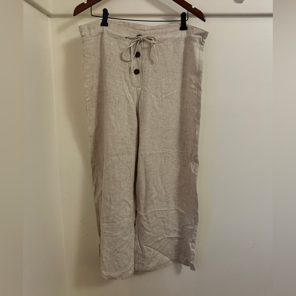 Women’s Beige Linen Pants Pink Martini
